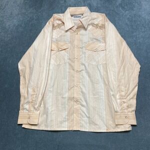 Vintage Desire Collection Western Shirt Mens Medium Beige Striped Button Up